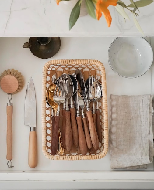 Herramientas de cocina organizadas